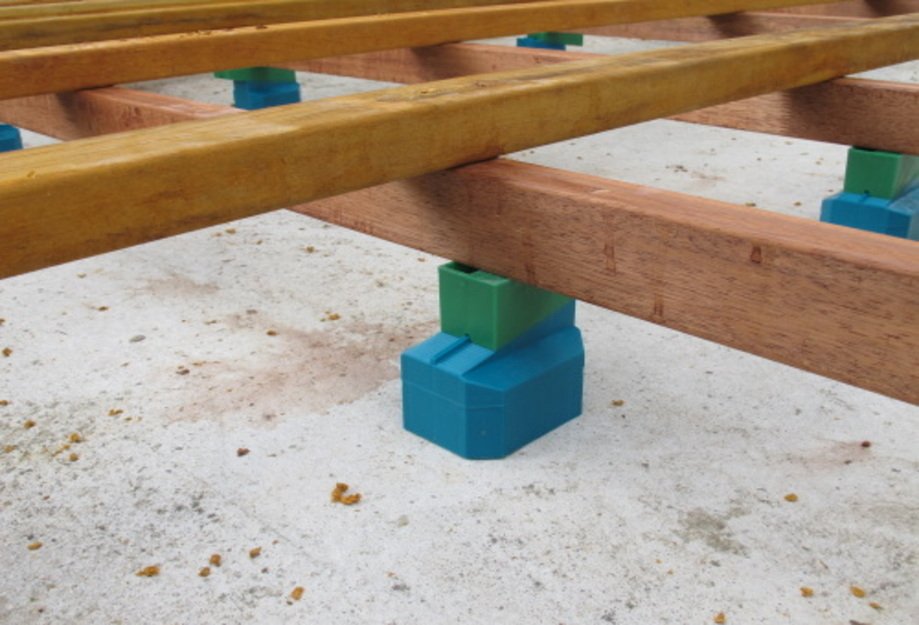 Photo du détail de la structure et des plots utilisés