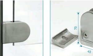 Pince pour verre de 6 à 8 mm à fixer sur un poteau rond de 42,4 mm