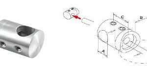 Support extrémité droite pour fixation directe du tube inox de 12 mm